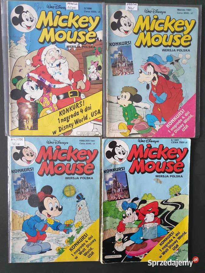 Mickey Mouse zestaw 12 komiksów lata 90te Rok wydania 1991 Gdynia