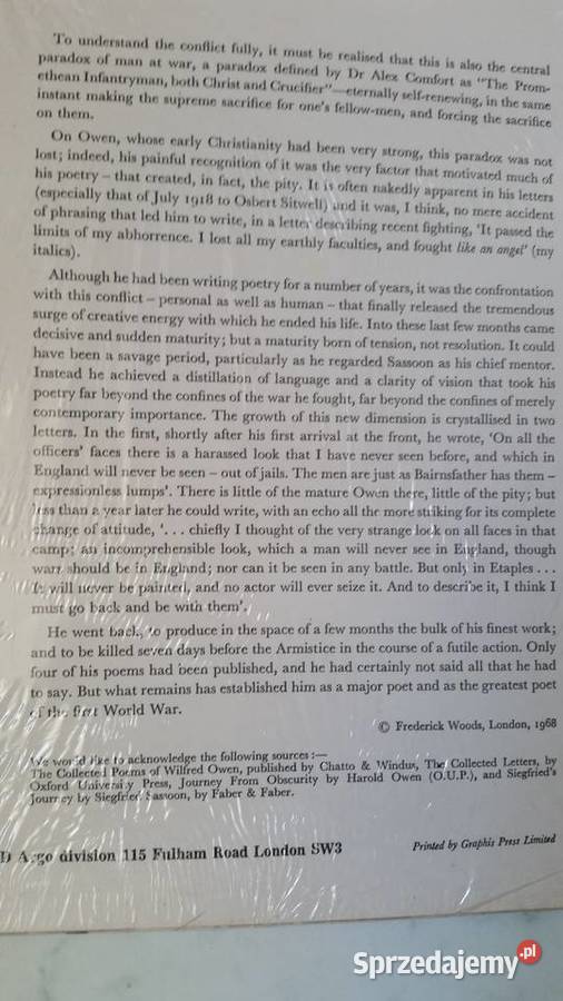 WILFRED OWEN 18931918 Edited by Frederick Woods Puławy