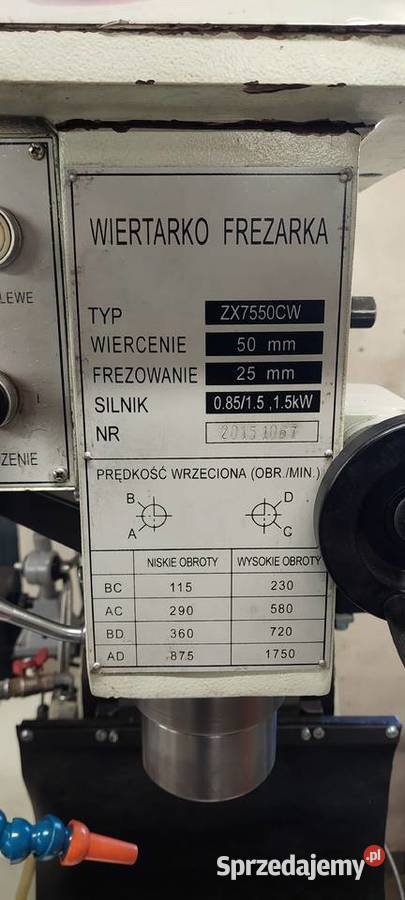 Frezarka wiertarko frezarka Cormak MTP ZX7550 CW Grochowalsk