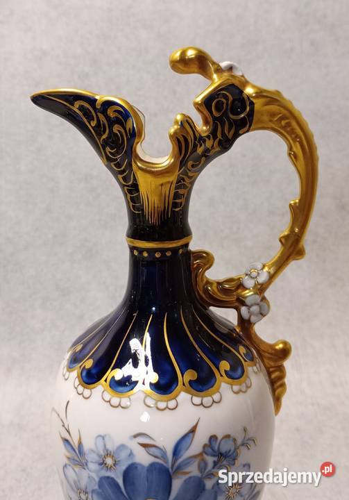 ROYAL DUX Amfora Efektowny Kobaltowy Wazon Złoto Szczecin