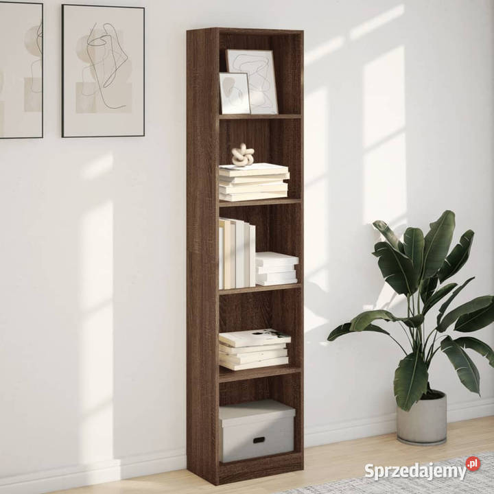 Regał brązowy dąb 40x24x176 materiał