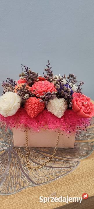 Flower Box z naturalnego wosku sojowego idealny różowy Wyszków