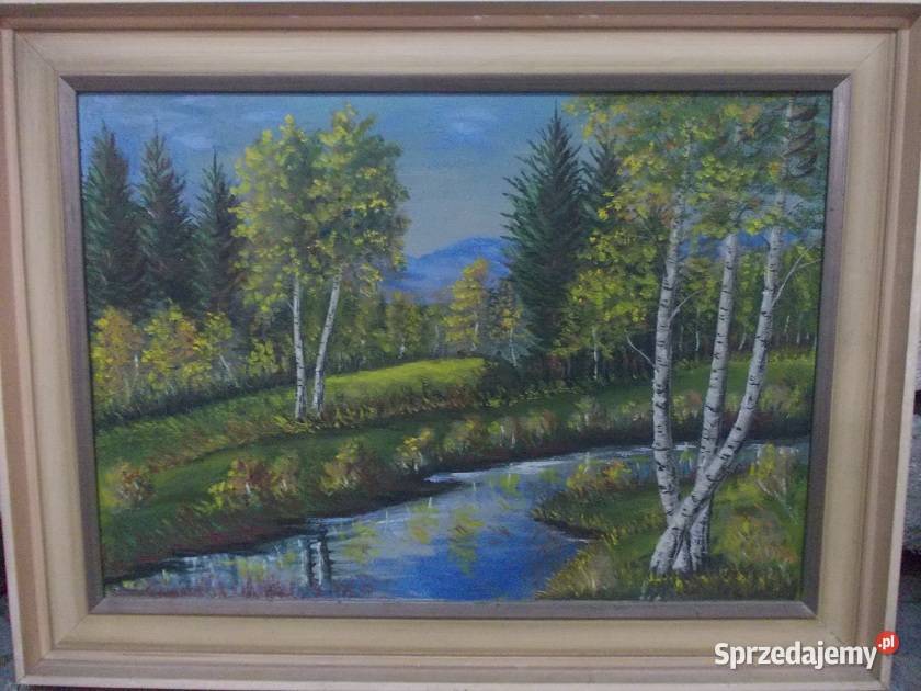 Stare duże obrazy olejne 85 x 65 Bielsko-Biała
