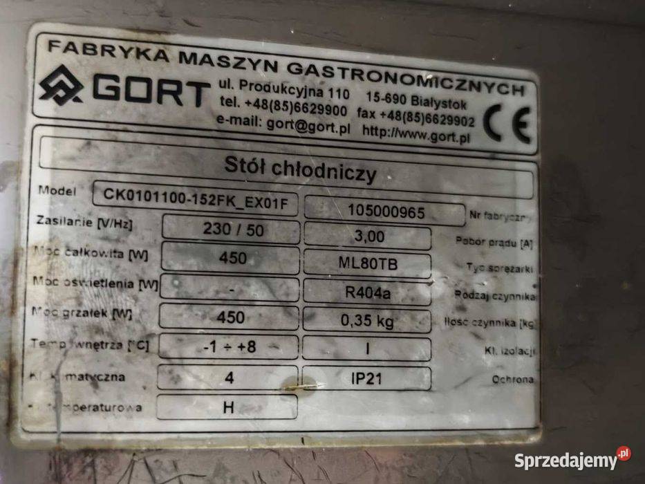Stół chłodniczy GORT 2drzwiowy 370L półka śląskie Góra