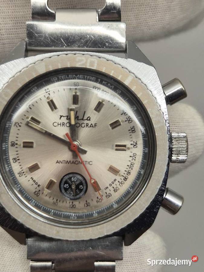 Zabytkowy zegarek Ruhla chronograf z NRD Chorzów