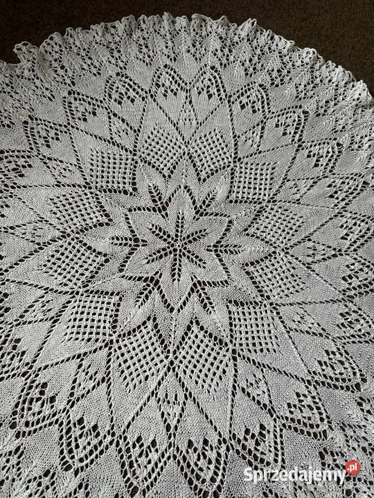 obrus okrągły szydełkowy rękodzieło biały sprzedam