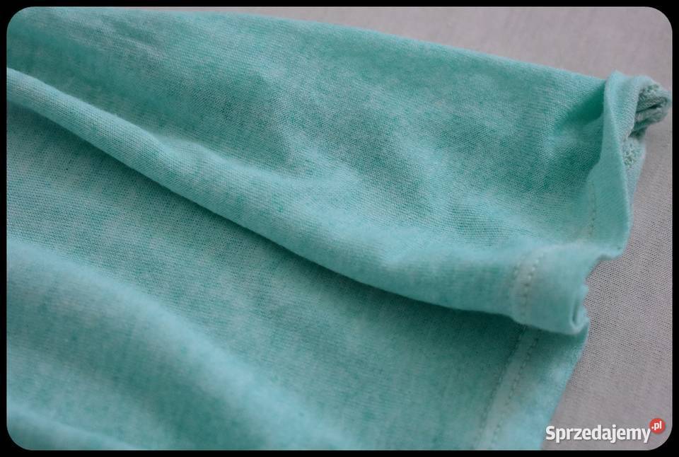 Miętowa bokserka mocno wycięta narzutka bluzka zielony Płock