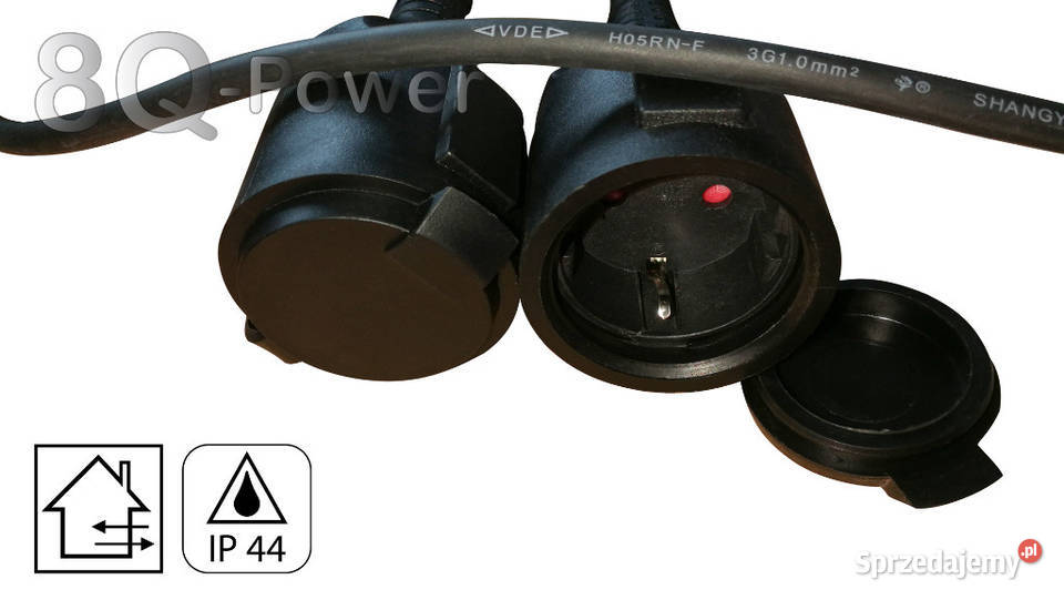 PRZEDŁUŻACZ GUMOWY CZARNY IP44 Święta Katarzyna