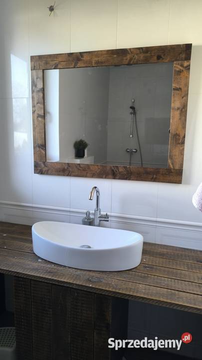 Piękne drewniane lustro loft vintage ze starych Łódź