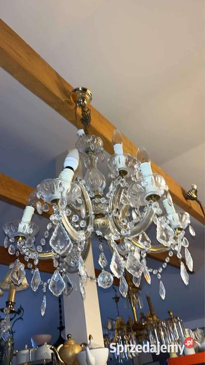 Żyrandol kryształowy Pięcioramienny Maria Teresa Porcelana i szkło Gdańsk