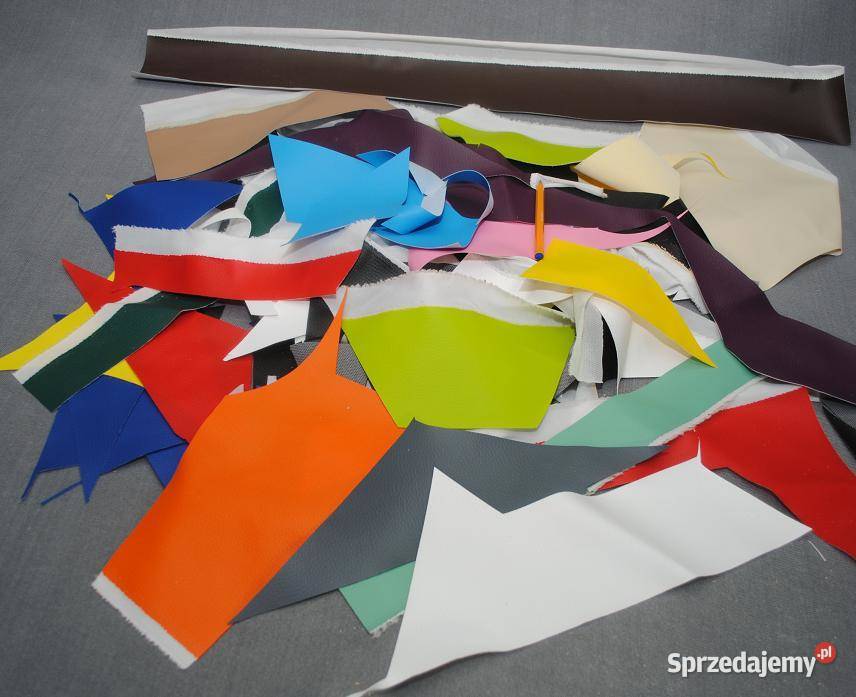 Ścinki z ekoskóry skaj tapicerski skrawki Produkcja Łętownia