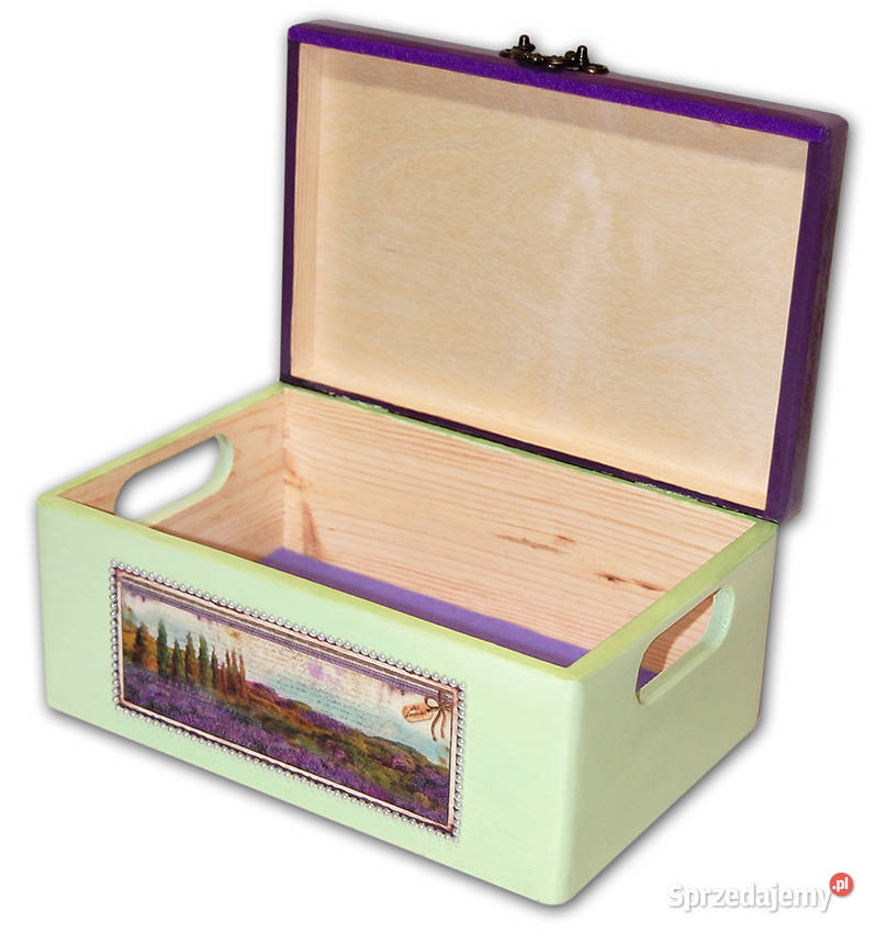 KUFER drewniana skrzynka LAWENDA shabby 30x20