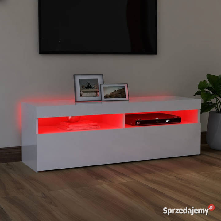 Szafka TV z oświetleniem LED biała wysoki połysk mazowieckie Warszawa sprzedam