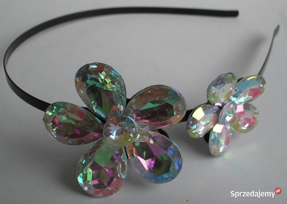 Opaska na głowę metalowa z kryształowym kwiatem Kraków