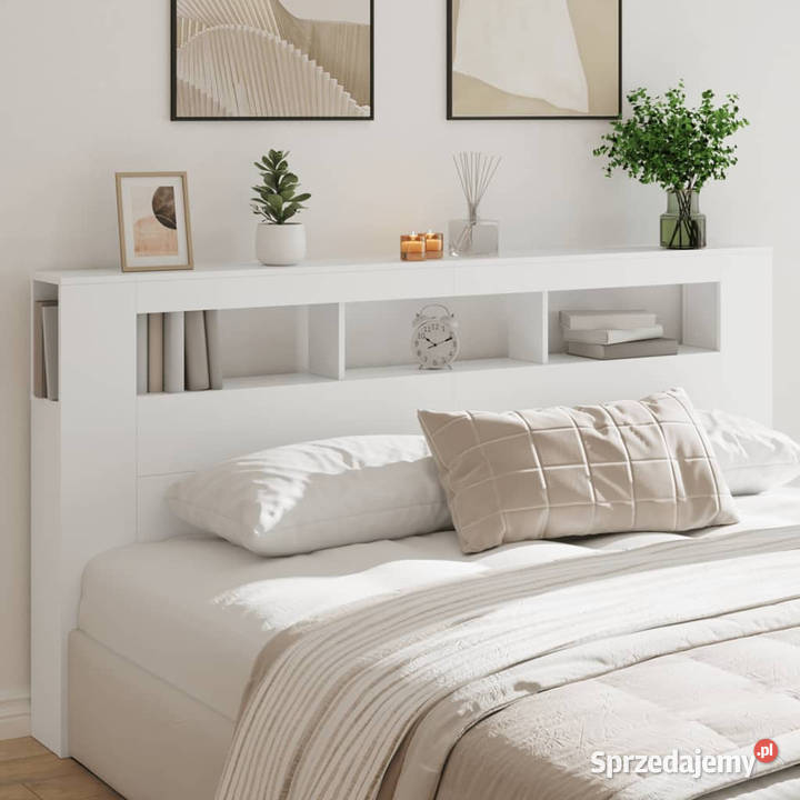 Wezgłowie łóżka z LED białe 200x185x1035 Warszawa