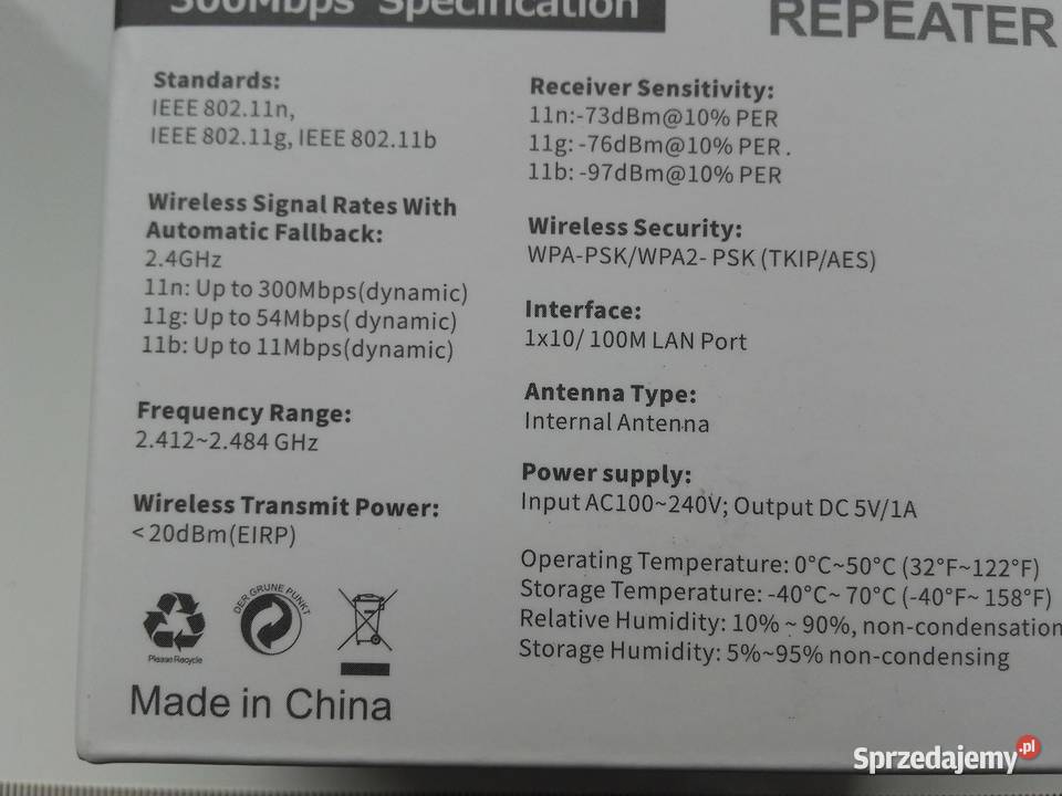 Bezprzewodowy wzmacniacz sygnału WIFI 230V RJ45 kujawsko-pomorskie Bydgoszcz