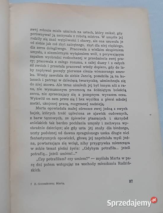 Eliza Orzeszkowa Marta Książka i Wiedza 1949 r Koźminek sprzedam