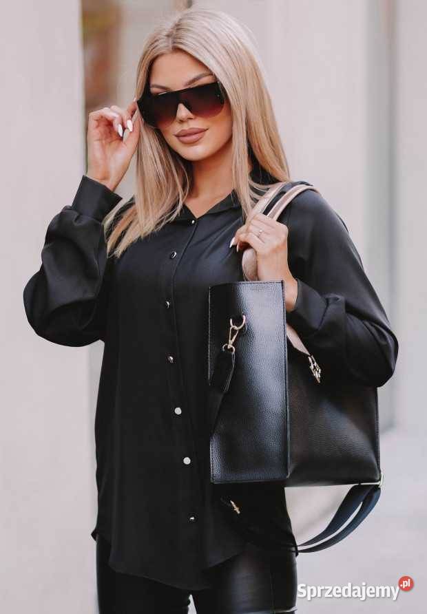 Koszula Gala Czarna Bez wzoru Bluzki i koszule łódzkie Nowy Kawęczyn