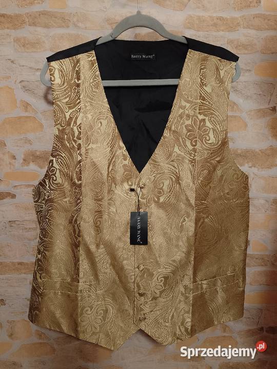 3XL4XL Wytworna złota kamizelka garniturowa z Kraków