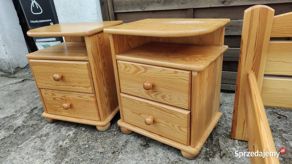 Łoże 160x200 2 x szafka nocna sosnowe drewniane mazowieckie Warszawa