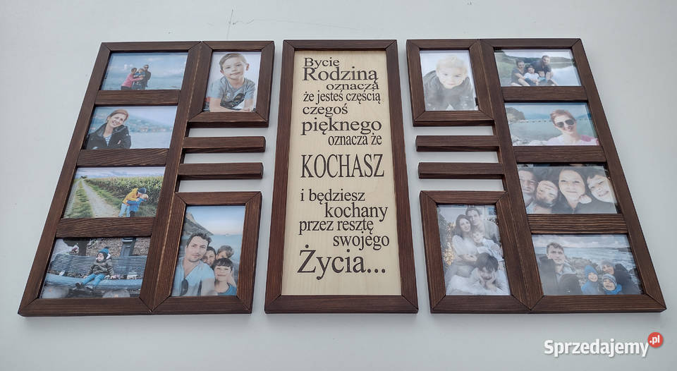 Drewniana Multirama Ramka na 12 ZDJĘĆ 10x15 Łódź