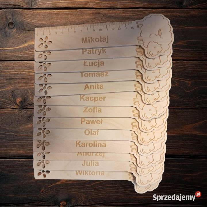 Linijka zakładka baranek z imieniem napisem Chomranice