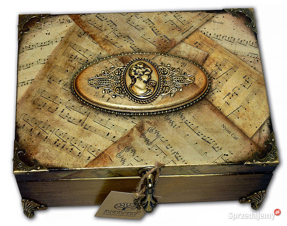 HERBACIARKA drewniana SZKATUŁKA vintage NUTY kujawsko-pomorskie Bydgoszcz