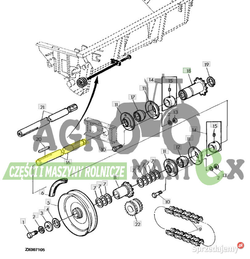 Z57116 WAŁEK NAPĘDOWY L20587 LH JD Wichrów
