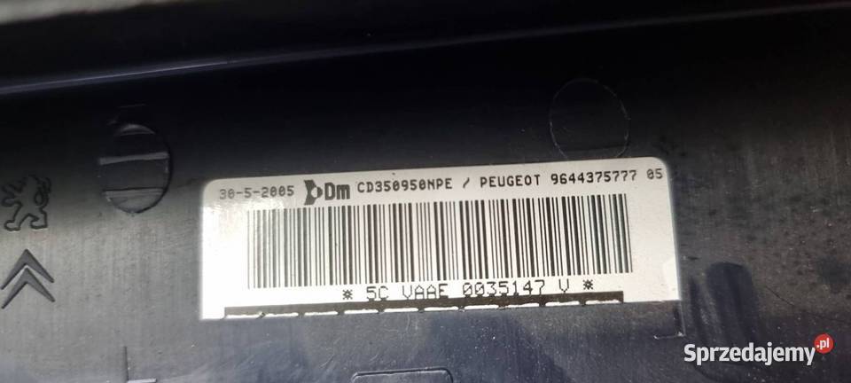 PODUSZKA AIRBAG PEUGEOT 1007 9644375777 Części samochodowe Lipno sprzedam