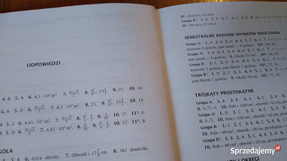 Matematyka 2 sprawdziany klasy drugiej gimnazjum materiały dla nauczyciela
