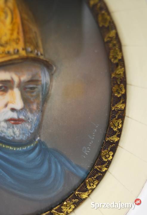 Piękna miniatura na kości Mężczyzna w złotym Poznań sprzedam