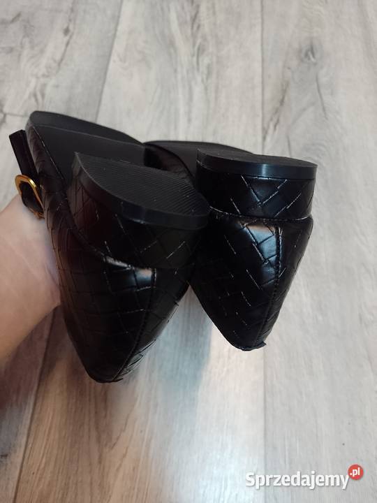 40 Czarne baleriny wieczorowe z zapięciem skóra ekologiczna