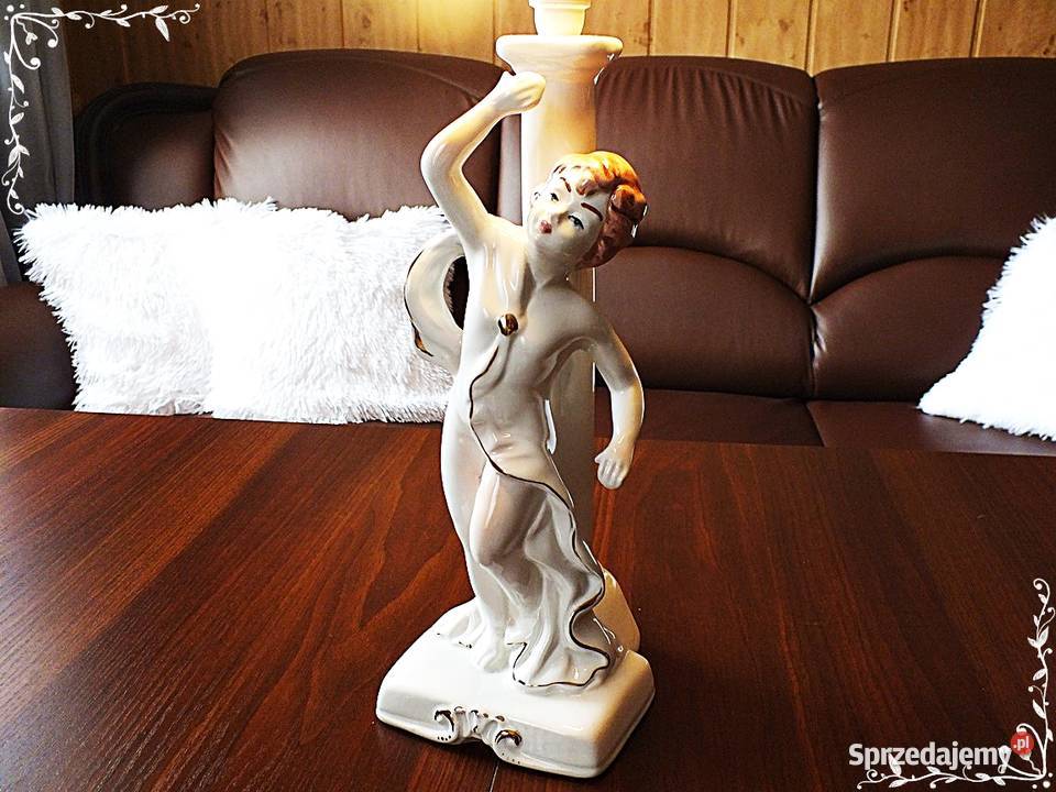 Stara lampka nocna porcelana chłopczyk 49 Retro lubuskie Żary