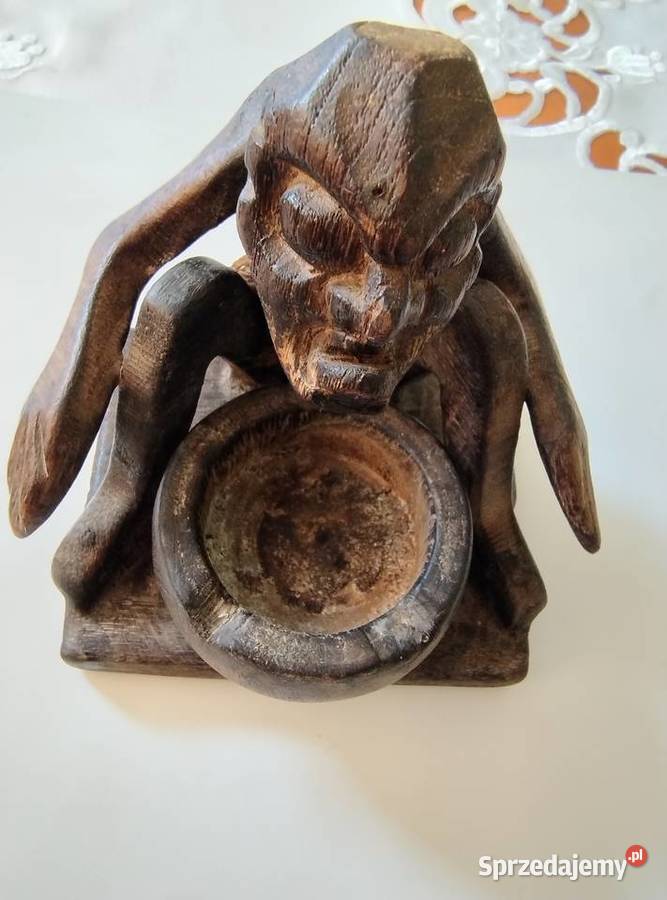 Rzeźbiona popielniczka z drewna tekowego Żory sprzedam