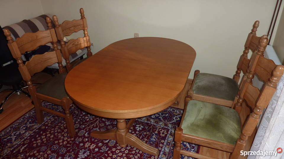 Stół rozkładany 100x160x200 4 krzesła z litego