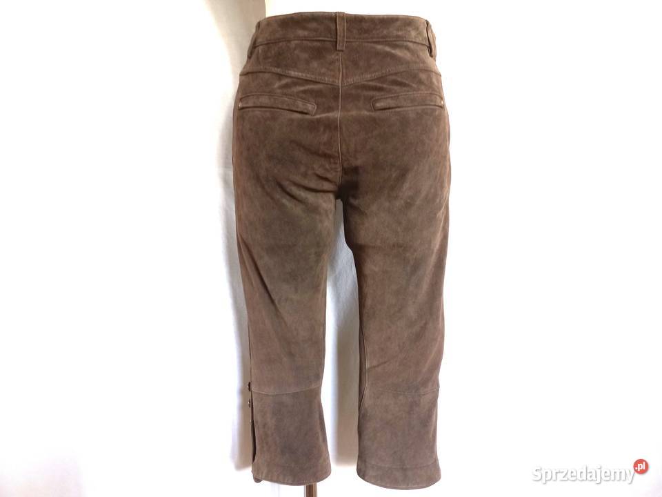 Spodnie brąz Kolano Capri Rybaczki SKÓRA r 3638 Białystok sprzedam