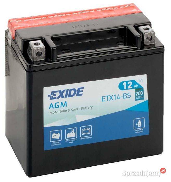 Akumulator motocyklowy EXIDE ETX14BS YTX14BS 12V śląskie Rybnik sprzedam
