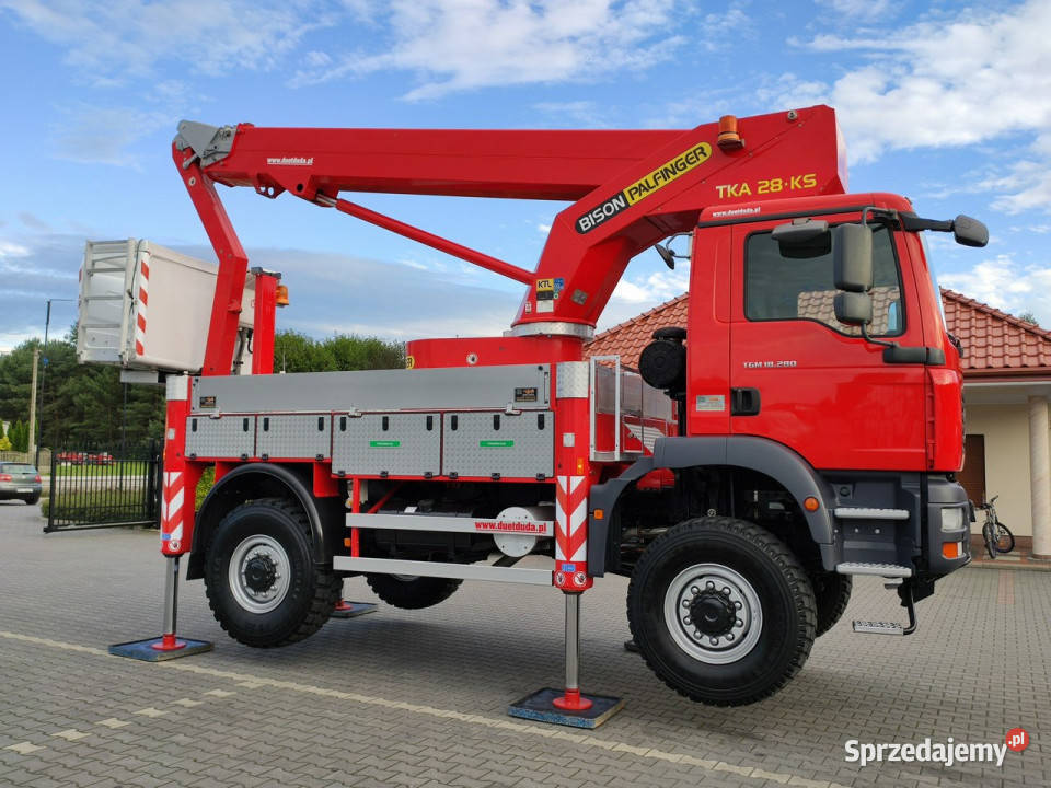 MAN TGM 18280 4x4 Zwyżka Bison Palfinger TKA 28 6871cm3 sprzedam