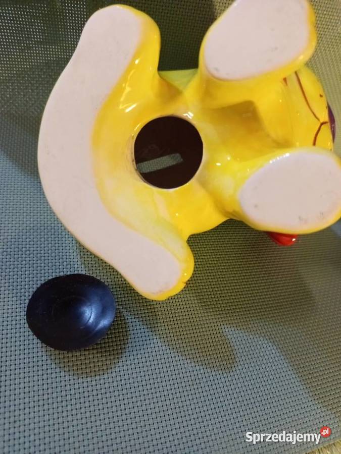 Urocz ceramiczna skarbonka Żółty Lew z gumową 3 lata+