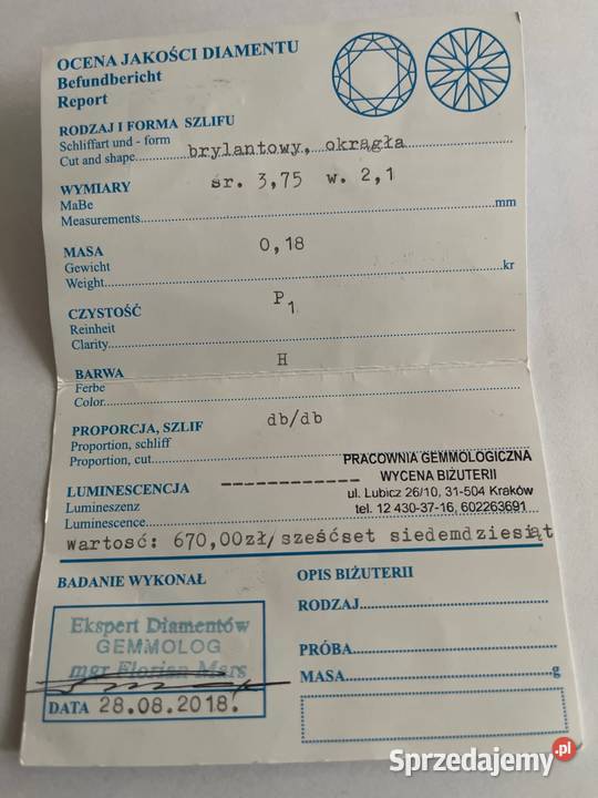 Diament 018 crt naturalny Kraków