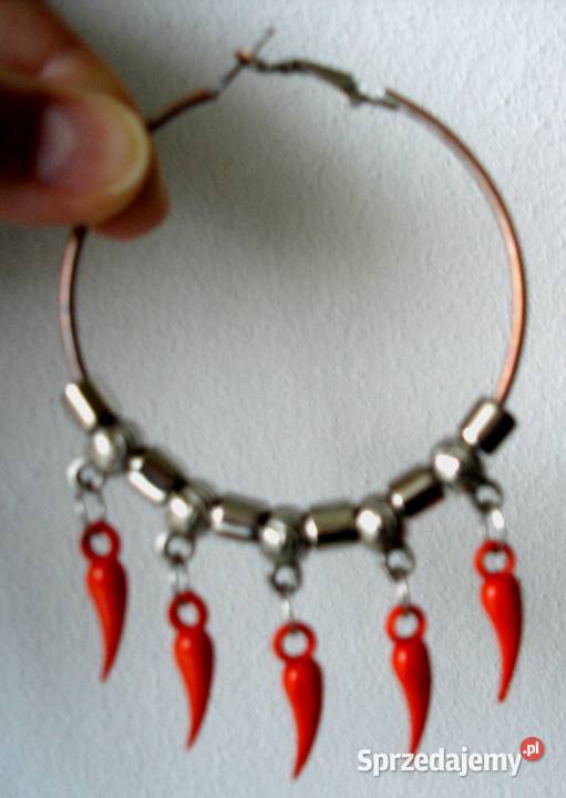 Kolczyki koła zozdobami czewonymi kupione w Bochnia