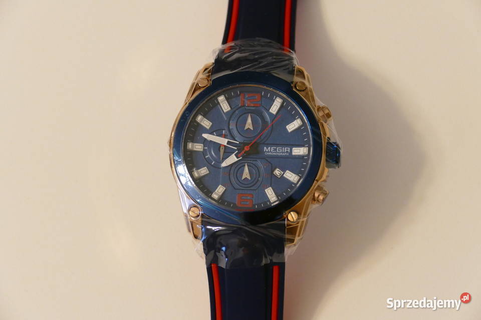 Męski zegarek chronograf Megir silikonowy pasek warmińsko-mazurskie sprzedam
