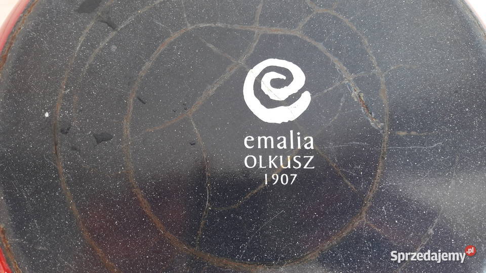 Garnek czerwony emalia Olkusz 1907 fi 22 czerwony Głuchołazy