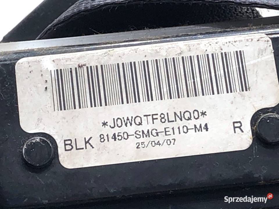 PAS BEZPIECZEŃSTWA PRAWY PRZÓD HONDA CIVIC VIII