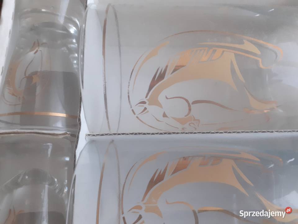 Komplet szklanki kieliszki literatkizłocony wielkopolskie Jarocin