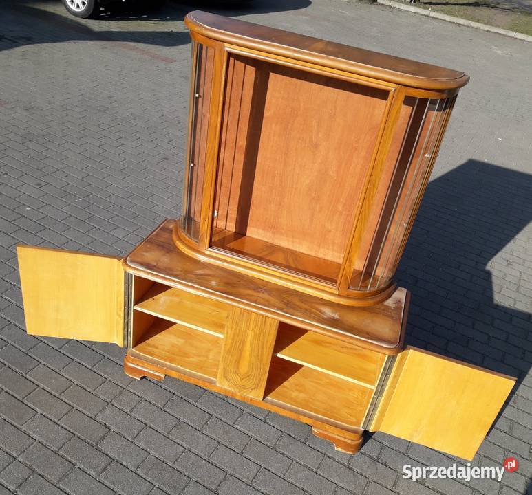Witryna serwantka Art Deco PRL orzech lata 5060 Gdynia sprzedam