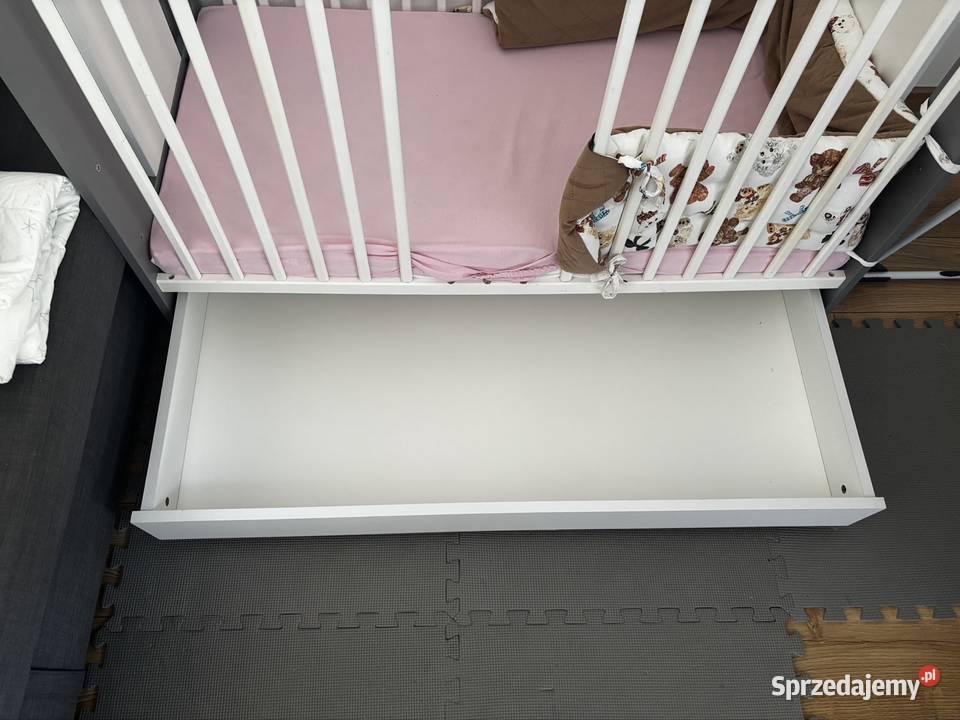 Łóżeczko dziecięce drewniane białe szare 120x60 Grodzisk Mazowiecki