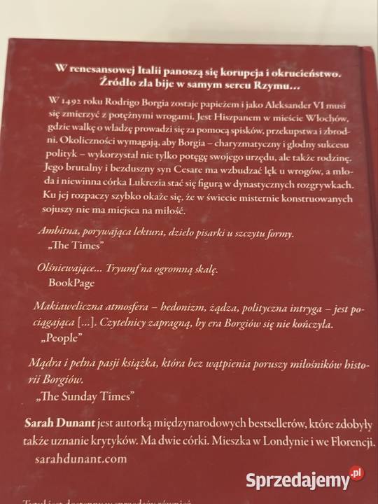Krew i piękno Sarah Dunant książka w twardej