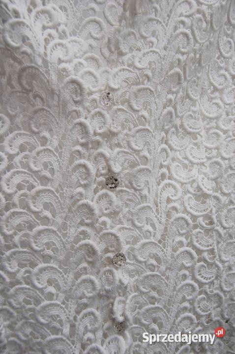 Bluzka koronkowa biała bolero M L bawełna lubelskie