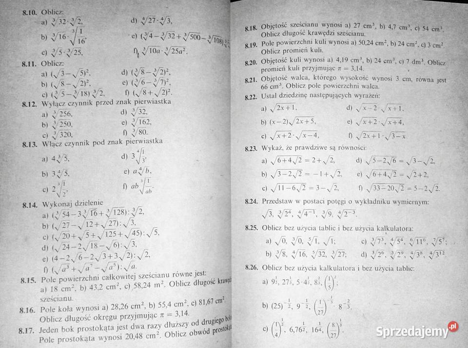 Zbiór zadań z matematyki kl 78 N Dróbka K Rok wydania 1986